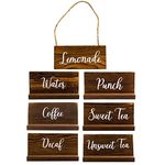 Rustic Wood Beverage Sign Set (7-Sign General Set); Drinks Labels for Coffee Urns, Iced Beverage Dispensers, and Carafes