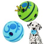 2Pcs Giggle Balls for Dog, Interactive Dog Toys Balls Squeaky Dog Ball Wobble Giggle Balls for Boredom Rolling Dog Balls Funny Noise Ball for Dogs Relieve Anxiety, Dog Train(3.4", Green+Blue)