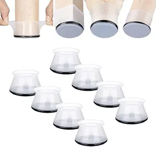 Aneaseit Chair Leg Sliders for Carpet - 8 pcs Clear - Silicone Heavy Duty Furniture Movers w/PTFE Bottom - Table Feet Covers Pads Protectors for Smooth Glides - Extra Large