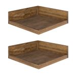 Kate and Laurel Levie Modern 2 Piece Set Floating Corner Wood Wall Shelves with Picture Frame Holder Ledge, 12 Inches Wide x 12 Inches Deep, Rustic Brown