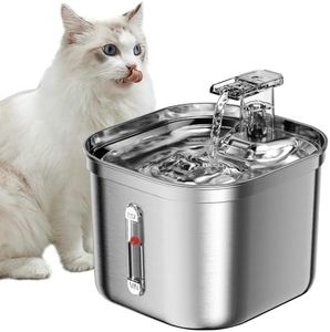 Homtyler Cat Water Fountain, Stainless Steel Pet Water Fountain for Cats Inside, 3 Filters&Ultra-Quiet Pump, 2.2L/73oz Automatic Dog Dispenser Water Bowl, Multiple Pets Water Fountain