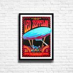 LED ZEPPELIN Concert Print Vintage Music Gig Framed Poster in A4 and A3 Size Options Great Home, Pub, Café, Bar Decoration Wall Art Print Wooden Frame (Print only, A3)