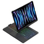 360° Rotatable Keyboard Compatible with iPad Pro 11 inch M4 Keyboard Case with Touchpad and 7 Color Backlight Foldable Backlit Keyboard 360 Rotating,Black