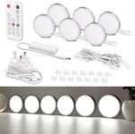 WOBANE Under Counter Lights, Dimmable LED Under Cabinet Lighting, 6Pack LED Puck Lights with Remote Control,12.5W Display Lights for Cabinets,Kitchen,Book Shelf,Showcase,Cupboard,6000K White