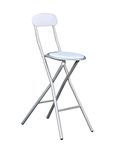 HOMION Colourful Folding Breakfast Round Padded Bar High Chair Stool Kitchen Garden Party Office Stool Seat (White)