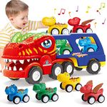 INSTOY Monster Truck Toys for 2 3 4 5 Year Old Boys Gifts, 5-Pieces Dinosaur Toys for Age 2 3 4 5 6, Toys for Kids 2-4, Pull Back Cars for Toddlers Girls Age 2-5 Birthday Gifts