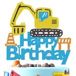 Construction Birthday Cake Topper Excavator Engineering Party Cake Decorations Supplies for Men Boy Children Glitter Construction Trucks Themed Birthday Party Cake Topper