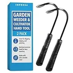 [2 Pack] Garden Weeder Tool w/ Notched Tip - Cultivator Garden Tool - Roots & Dandelion Digger Tool - Steel Garden Hand Tools for All Soil - 15" Handle Weed Puller Tool - Garden Weeder Hand Tool