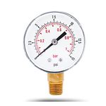 Manometer 0-1 Bar, 0-15 PSI Pressure Gauge 1/4" Mini Low Pressure Manometer for Fuel, Air, Oil or Water, 1/4 inch BSPT Manometer