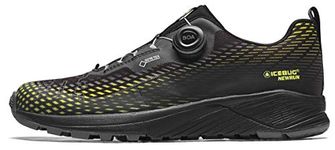 Icebug Mens NewRun BUGrip GTX Trail Running Shoe with Carbide Studded Traction Sole, Black/Poison, 11