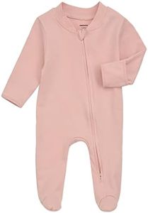 Aablexema Organic Cotton Baby Footies Pajamas with Mittens - Neutral Newborn Infant Zip Up Sleep Play(Pink,Newborn)