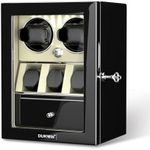 DUKWIN Watch Winder for 2/4/6/8 Automatic Watches,Lockable Watch Winders with Watch and Jewelry Storages, Super Quiet Mabuchi Motor with High-Gloss Piano Lacquer Finish,Built-in Illumination