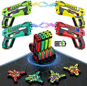 Rechargeable Laser Tag Guns Set - VATOS Laser Tag 4 Player Pack with Vests | Infrared Guns Set,2.4GHz Data SYNC Display Laser Game for Kids Teen Adults Family Group Activity for Boys Girls Aged 6-12+