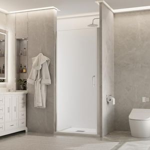 Comfystyle 34-35.5 in.W x72 in.H Pivot Frameless Shower Door,1/4 in. Clear Glass Shower Panel Pivot Swing Shower Doors,Chrome Finish,Reversible Installation