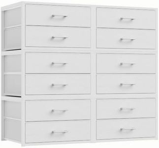 Mapleyard 2 Fabric Drawer for Closet Storage: White Stackable Dresser Short Drawers for Clothes Organizer, Low Modular Chest Cabinet for Inside Closet Bedroom Nursery & Small Spaces, 6 Packs
