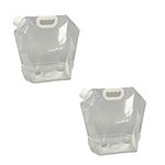 Syga 5 Liters Portable Collapsible Water Storage Tank Water Container Water Carrier Lifting Bag Camping Hiking Survival Kit Tool, Transparent - 2 Packs