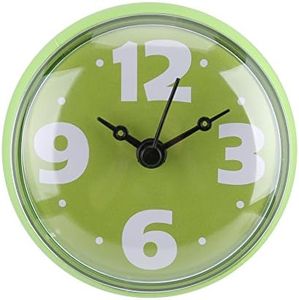 Waterproof Shower Clock Round Face Diameter 7 cm Suction Cup Simplified Easy Reading Arabic Numerals Digital Dial Big Numbers Bath Shower Clock (Green)