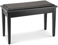 On Stage MUS KB8904B KB8904B Deluxe Piano Bench with Storage Compartment, Black Satin
