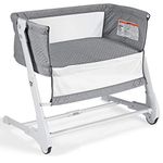 GYMAX Bedside Baby Crib, 8 Height Adjustable Infant Sleeping Cot with Detachable Side & Wheels, Mesh Window Toddlers Bassinet Nursery Center for Newborn (Grey)