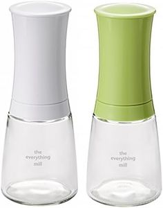 Kyocera 2 Piece Pepper/Salt/Seed/Spice Everything Mill Set with Adjustable Advanced Ceramic Grinder 3.5" H x 4.8" W x 7.9" L Brilliant White/Apple Green