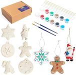 Bright Creations 26 Piece DIY Paint Your Own Ceramics for Kids and Adults - Gingerbread Man, Snowflake, Santas - Ready to Paint Hanging Xmas Ornaments with Brush and Paint Set, 2.3 x 4 in