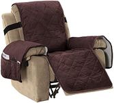 H.VERSAILTEX Thick Velvet Quilted Recliner Covers for Recliner Chair Covers Reclining Chair Slipcover Recliner Couch Cover with Non Slip Backing and Wider Elastic Strap (Oversaized Recliner, Brown)