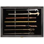 NRZSSN Wands Display case Magic Wand Stand Universal Wall Mount Lockable Vertical or Horizontal Hanging Wood magiquest Wand Holder Box Rack for 7 Wand Collection（black）