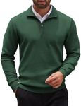 COOFANDY Men's Quarter Zip Up Sweaters Slim Fit Casual Long Sleeve Knitted Mock Neck Pullover Sweaters Green