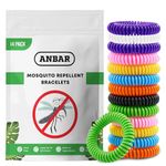 Anbar Mosquito Repellent Bracelets Bands for Adults and Kids, 14 Pack, All-Natural Deet-Free, Non-Toxic Protection, Stretchy Waterproof Anti-Mosquito Wristbands for Hiking and Camping