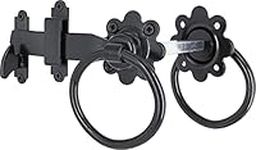 IRONTITE® Ring Gate Latch, Heavy Duty Gate Latch for Wooden Gates, Auto Garden Gate Latch Ideal for Keeping Garden Gates and Doors Shut, Opened from Either Side of Gate (Black)