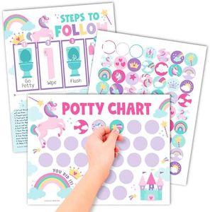 Hadley Designs Unicorn Potty Training Chart for Toddler Girls - Potty Training Sticker Chart for Girls Potty, Sticker Chart for Kids Potty Training Reward Chart, Kids Reward Chart