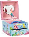 Jewelkeeper Kids Musical Jewelry Box for Girls with Spinning Mermaid - Single Pullout Drawer with Over The Waves Tune - Thoughtful Gift for Girls - Blue and Pink - 10.8D x 8.9W x 10.8H cm