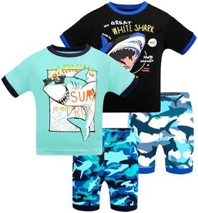 DAUGHTER QUEEN Boys Pajamas 18-24 Months Summer PJs Shark Pj Sets Baby Toddler 100% Cotton Short Sleeve Jammies Sleepwear Fish Clothes Outfits 18m/Mo 24m/Mth