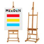 MEEDEN H-Frame Studio Easel, Artist Floor Easel with Large Storage Tray, Solid Beech Wood Adjustable Tilting Art Easel, Professional Display Easel Stand with Sturdy Base,Hold Canvas up to 48", Natural