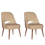 WOODEN SPACE Soft Serenity Velvet Dining Chairs – Set of 2 | Rosewood Legs | Comfortable & Stylish for Dining Room, Living Room, Bedroom, Cafe, or Restaurant | 1-Year Warranty (Cream)