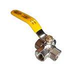 SRP 1/2" inch 3 Way Ball Valve Female Brass & Copper- BSP Threded Nickle Finish Sutable for Water Oil Gas 1Pc Pack (L Port 15 mm)