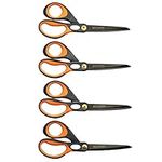 KUONIIY Scissors 8 Inch Ultra Sharp Titanium Coating Blades Soft Comfort-Grip Handles Multi-Purpose Scissors Set of 4