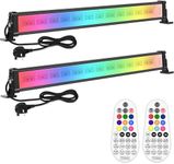 MEIHUA RGB LED Light Bar 25W Wall Washer Light with Remote Control, Disco Light Color Changing Stage Light for DJ Parties Birthday Disco Christmas Halloween Garden Festival Decorative Light 2 Pack