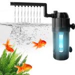 Zhwidnerso Internal Fish Tank Filter with Timing Function, 5 in 1 Aquarium Filter with UV Steriliser Filter Pump 500 L/H Aquarium Filter Pump Flow Rate and Direction Adjustable Aquariums Small Tank