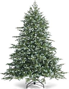 Goplus 6FT Artificial Christmas Tree, Unlit Hinged Xmas Spruce Tree w/ 892 Mixed PE & PVC Branch Tips, Metal Stand, Wintry Indoor Decoration for Holiday Festival