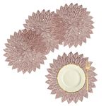 Kuber Industries Placemat | Placemats for Dining Room | Designer Table Mat Set | Placemats for Kitchen Table | Side Table Placemats | Round Flower Placemat | 4 Piece Set | Copper