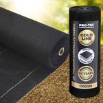 4m x 25m Pro-Tec 150gsm Gold-Line DUAL LAYER Super Heavy Duty Weed Control Fabric Garden Weed Barrier Membrane Ground Cover For Landscaping Gravel Driveways Paths Decking Underlay Black Woven Sheet