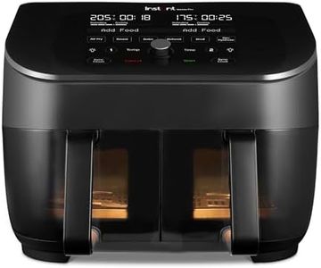 Instant Pot - Vortex Plus Dual Black Air Fryer - Large 7.6L, Family Size - Twin, Double 3.7L Baskets, Clear Window, Food Dehydrator, Grill, Bake, Roast, Reheat, Non-Stick, Easy Clean, Dishwasher Safe