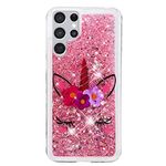 GYHOYA Case for Samsung S24 Ultra, Galaxy S24 Ultra Case Cute Pink Glitter Luxury Sparkle Liquid for Girls Women Quicksand Clear Soft TPU Protective Case for Samsung Galaxy S24 Ultra Wink Unicorn