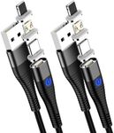 YKZ Magnetic Charging Cable [ 2-Pack 3.3FT & 6.6FT], 3 in 1 Magnet USB Charger Cord for Type C/Micro USB and i-Product's Phone, Tablet and More Devices, Support Fast Charging and Sync