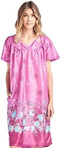 Casual Nights Women's Short Sleeve Muumuu Lounger Dress - Mauve - X-Large