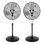 Hurricane Pro 20" High Velocity Oscillating Metal Stand Fan Powerful 3 Speed Airflow, Adjustable Height for Home, Bedroom, Garage, or Workshop, 2 Pack