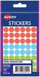 Avery Circle Stickers, Assorted Colours, 12 mm, 162 Labels (932294)