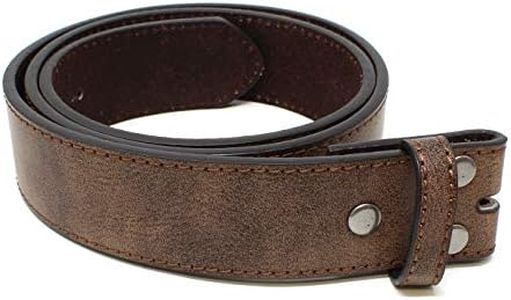 BC Belts Leather Belt Strap with Vintage Distressed Texture 1.5" Wide with Snaps, Dark Brown, Medium (30-32)