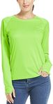 Willit Women's UPF 50+ Sun Protection Shirt Long Sleeve SPF UV Shirt Rash Guard Swim Hiking Fishing Tops Lightweight Fluorescent Green 3X